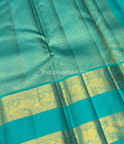 Pure Vintage Korvai Kanchipuram Silk Saree - Blue & Turquoise Blue Combo - VVPS021