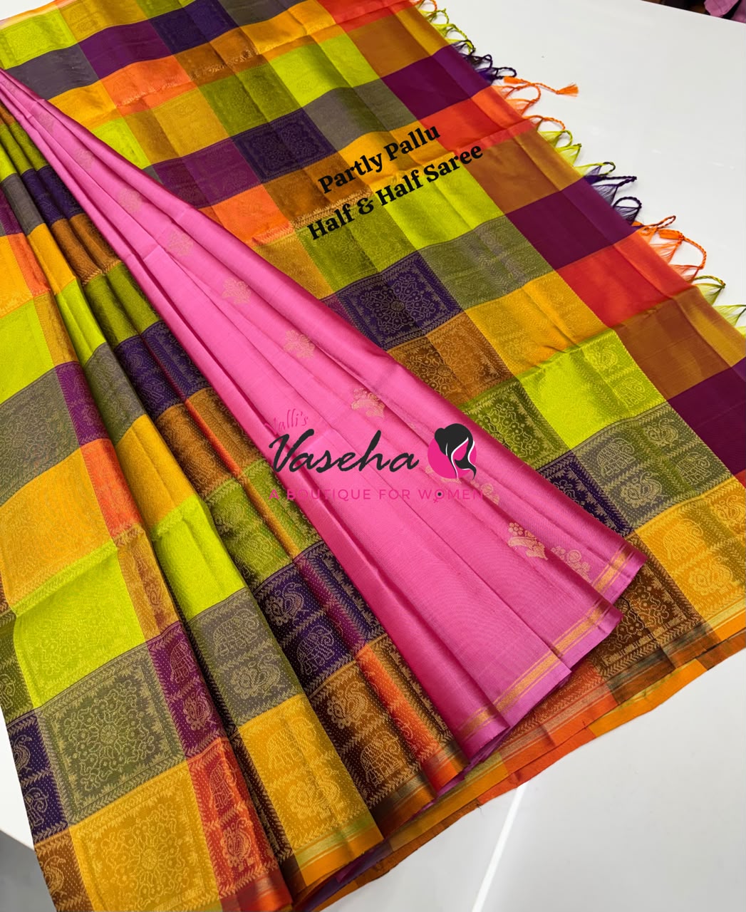 Pure Soft Silk Saree - Partly Pallu -  Half & Half Saree - VVPSS088