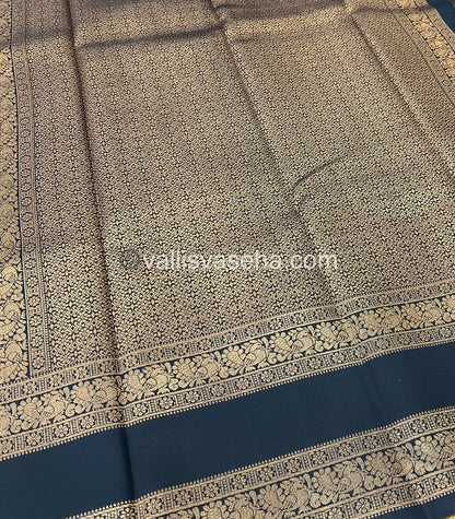 Kanchi Semi Silk - Mayil & Chakkaram design - Yellow with Black - VVKSS001