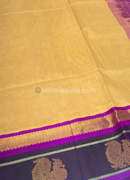 Pure Korvai Silk Cotton With Peacock Butta Border - VVKSC017