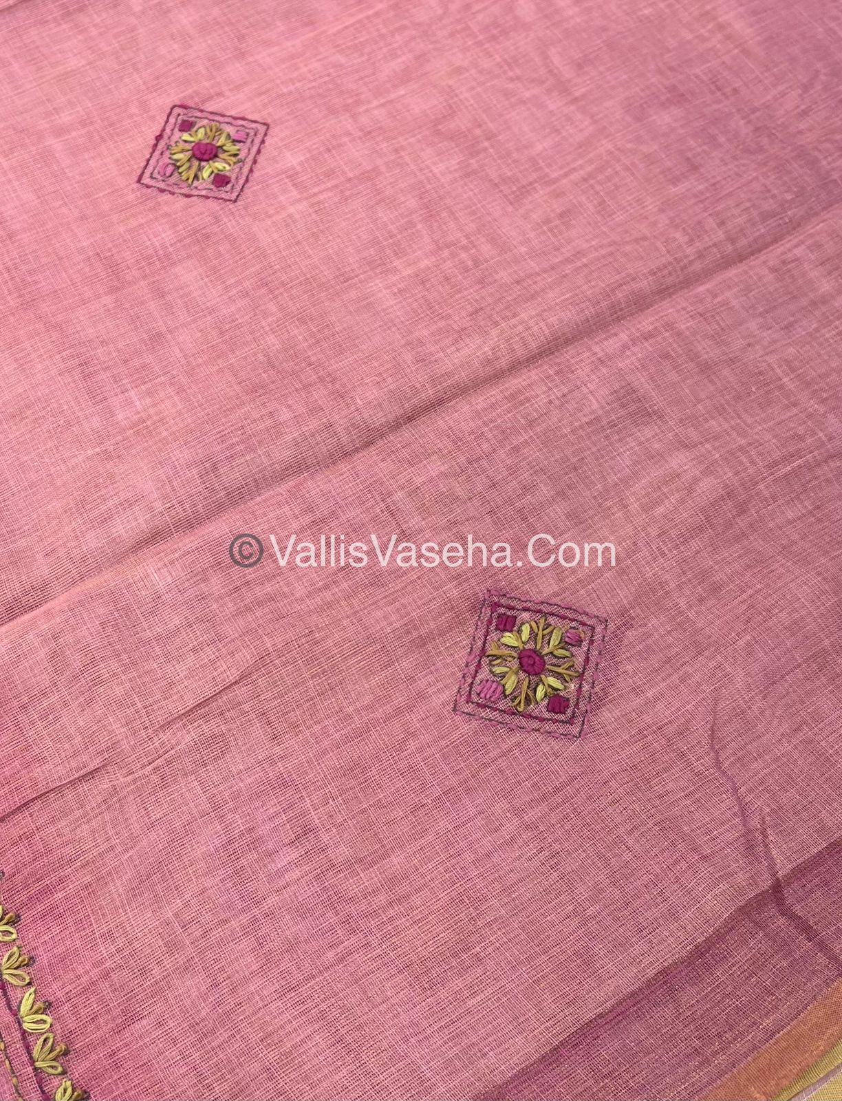 French Knot - Linen Tissue Saree - Pink Shade - VVLFN003