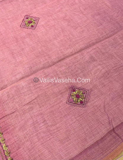 French Knot - Linen Tissue Saree - Pink Shade - VVLFN003