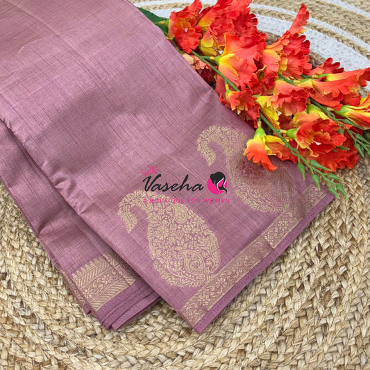 Semi Tussar Silk - Small Mango - Light Onion Pink Shade - VVSTS002