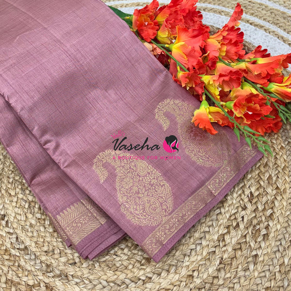 Semi Tussar Silk - Small Mango - Light Onion Pink Shade - VVSTS002