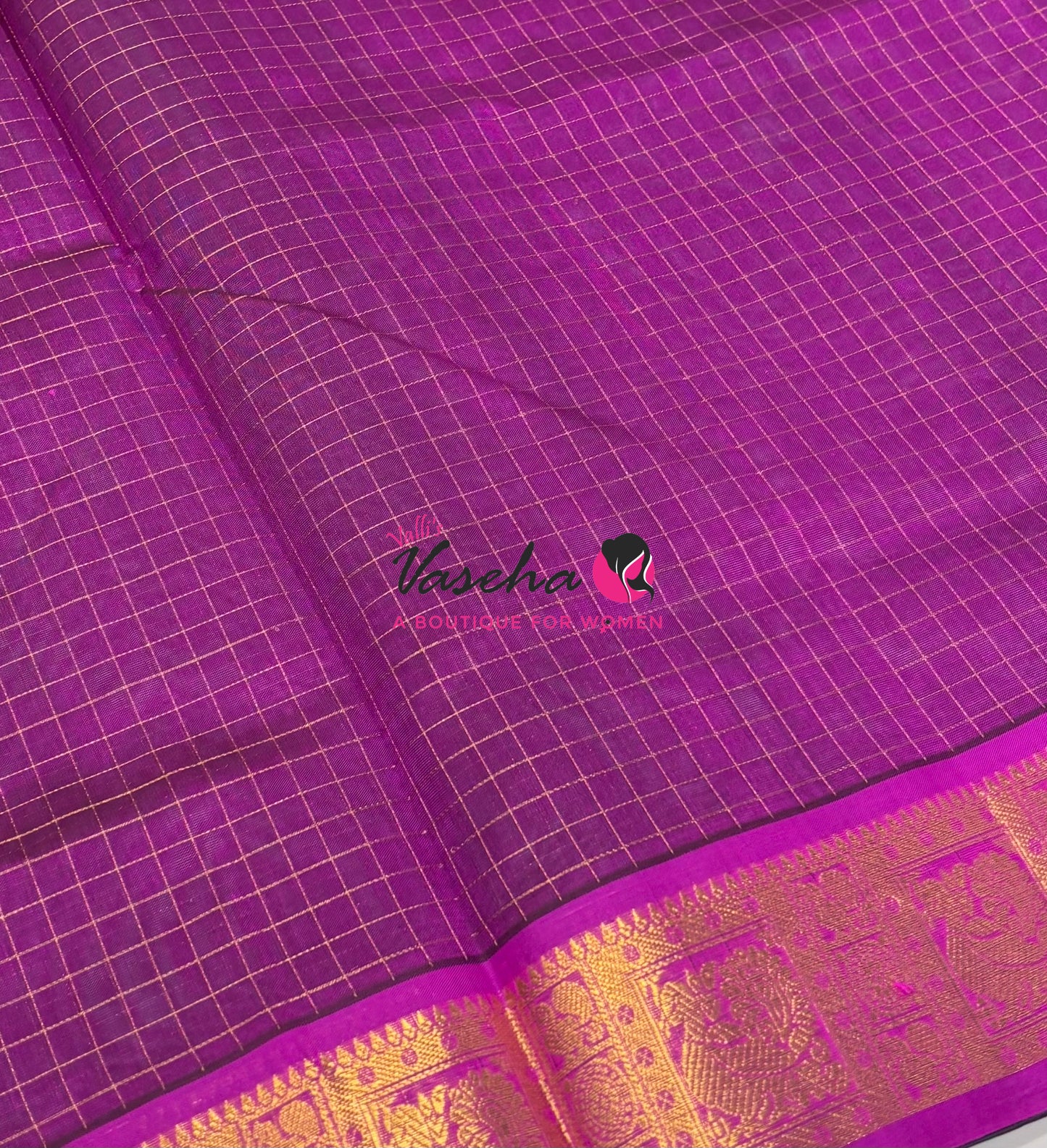 Pure Silk Cotton Saree - Dual Tone Green With Purple - Lakshadeepam Design - VVPLD004