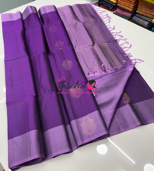 Pure Soft Silk Saree  - Purple & Lavender Combo - VVPSS137