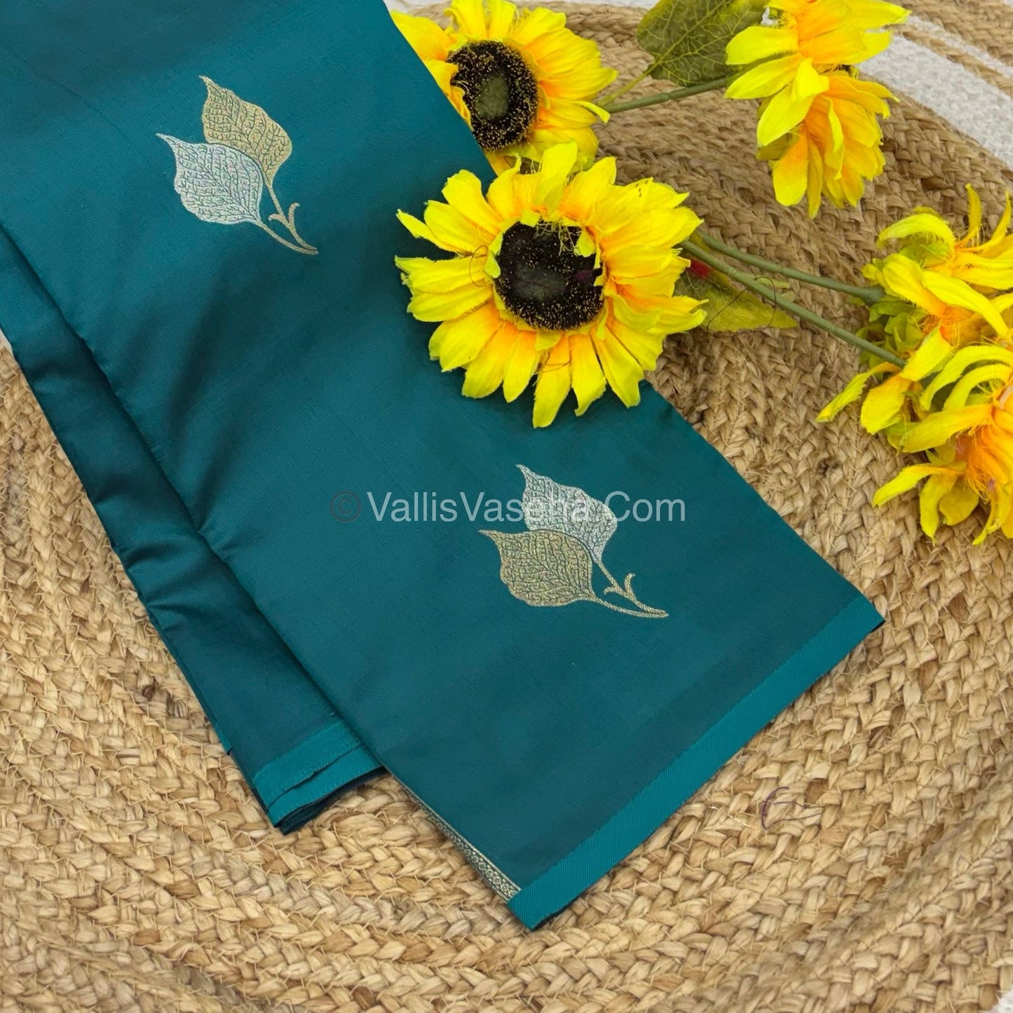 Semi Soft Silk - Border less - Peacock Blue Shade -VVSSS025