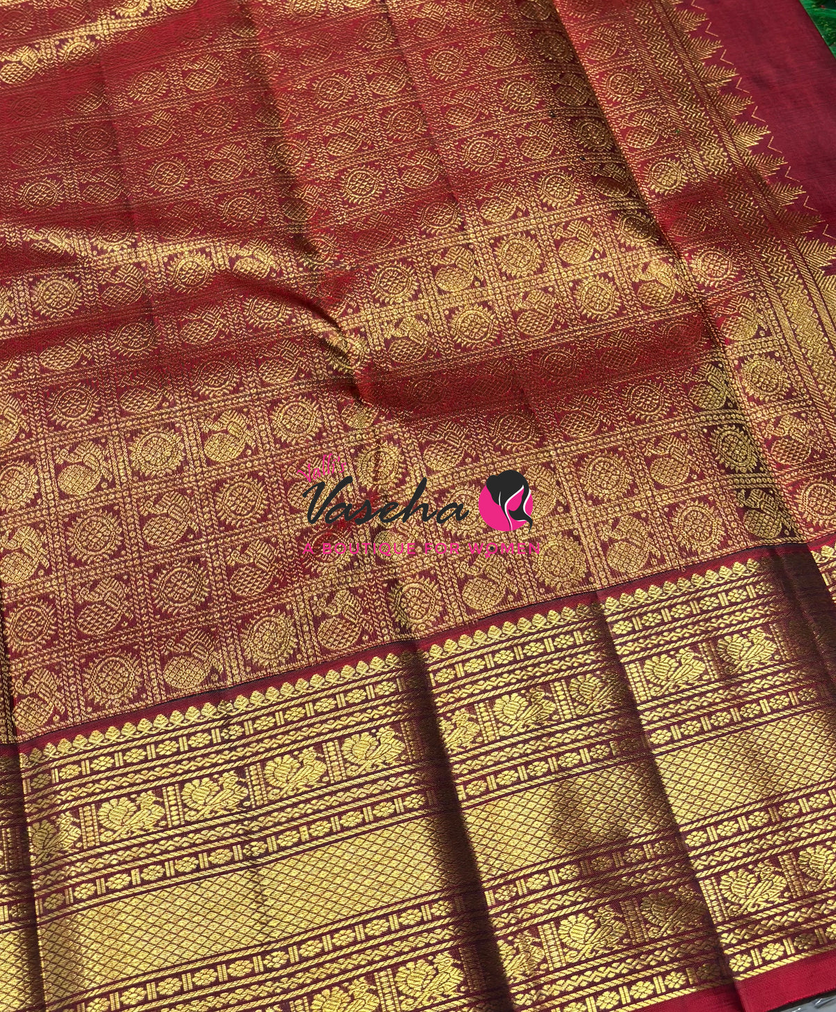 Pure Bridal Kanchipuram Silk Saree - Green & Maroon Combo - VVPS074