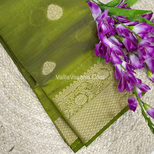 Semi Tussar Silk - Grand Pallu  - Green Shade - VVSTS041
