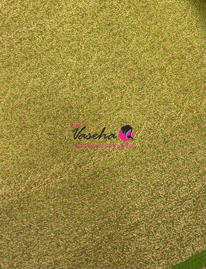 Bamboo Silk Saree - Wine with Green - VVBSS018