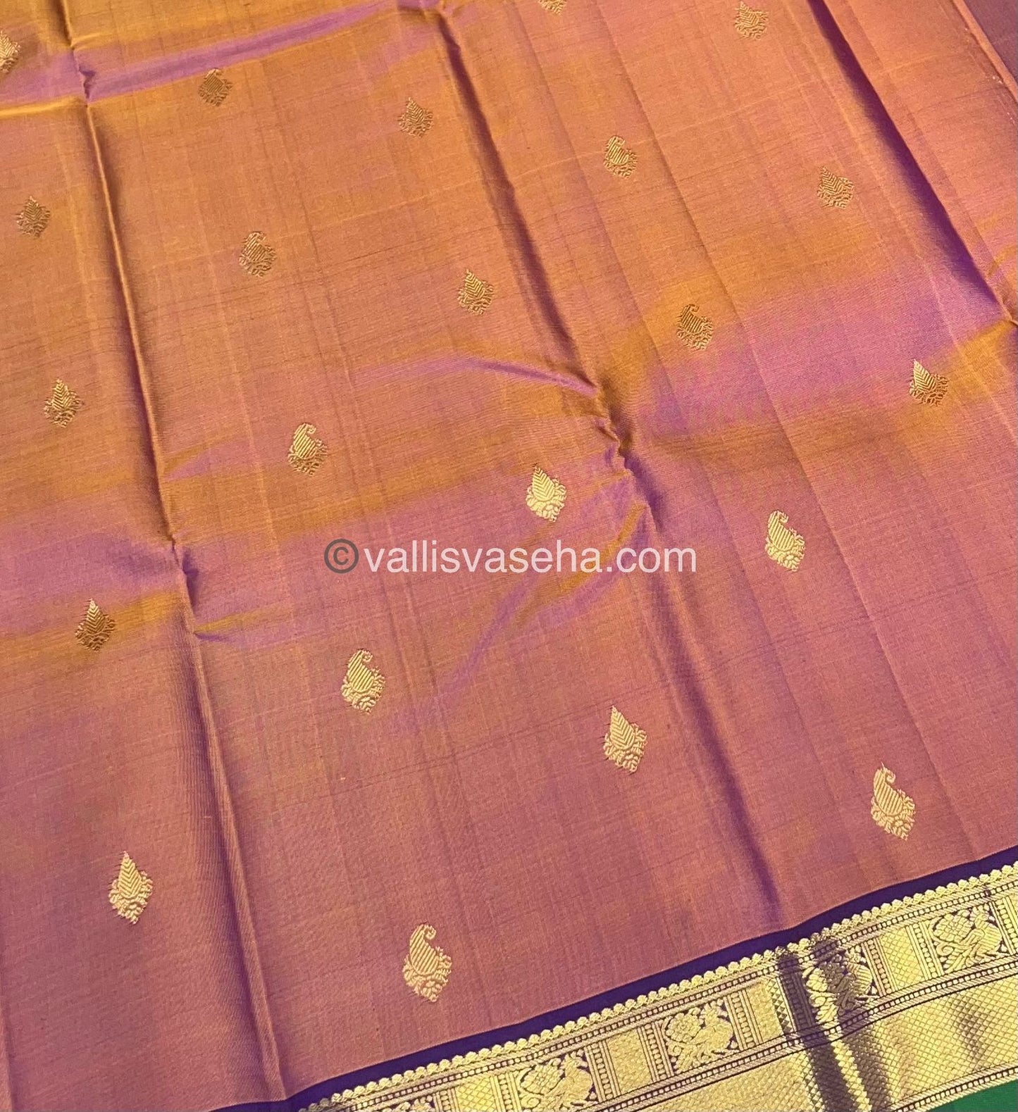 Pure Kanchipuram Silk Saree - Onion Pinkish Gold & Wine Combo - VVPS014
