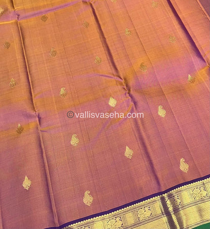 Pure Kanchipuram Silk Saree - Onion Pinkish Gold & Wine Combo - VVPS014