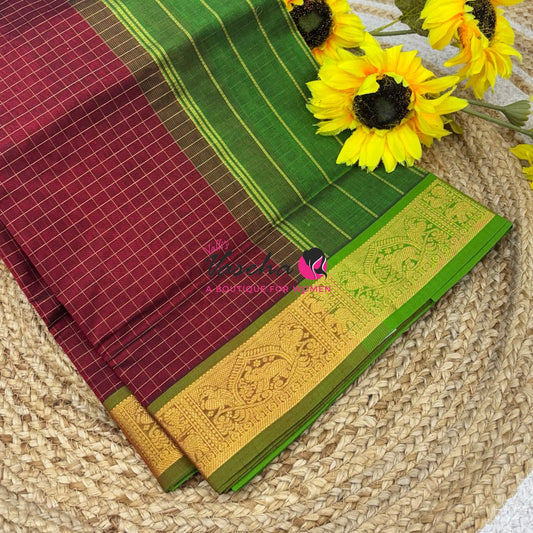 Pure Silk Cotton Saree - Zari Checks - VVCSC001