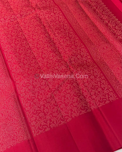 Half Mixed Soft Silk Saree - Peach With Red  - VVPSS073