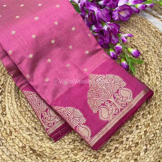 Semi Tussar Silk Saree - Onion Pink shade - VVSTS036