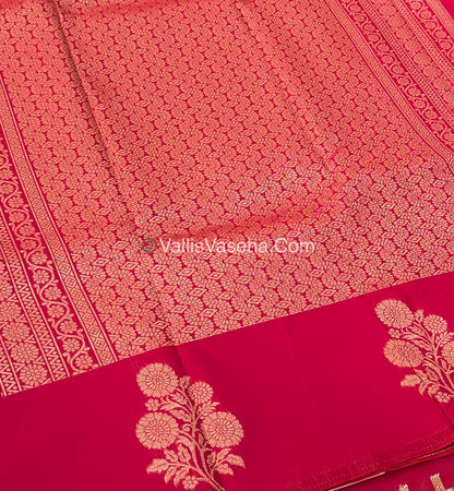 Semi Soft Silk - Flower  Butta Border - Pink Shade -VVSSS016