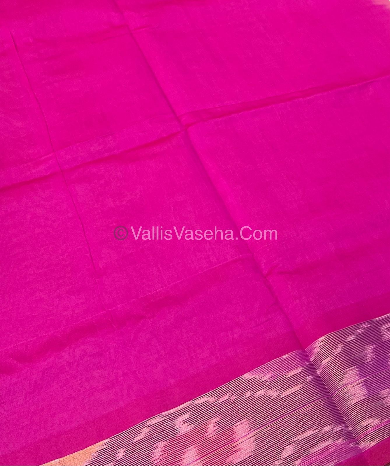 Semi Silk Cotton Saree - Cream & Pink Combo - VVSSC001