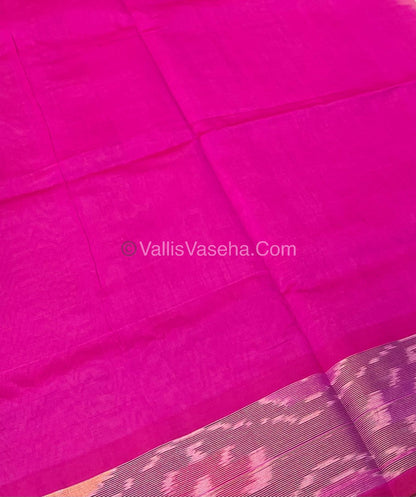 Semi Silk Cotton Saree - Cream & Pink Combo - VVSSC001