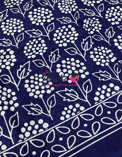 Pure Soft Mul Mul Cotton Sarees - Hand Block Prints - VVMMC011