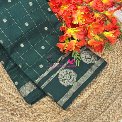 Semi Tussar Silk Saree | Green Shade |VVSTS060