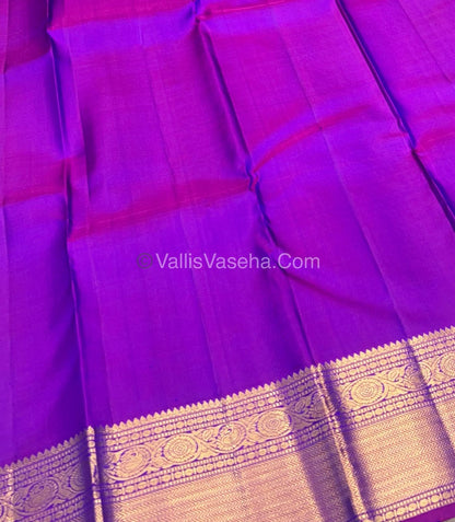 Pure Kanchipuram Silk Saree - Double tone Blue with Purple Combo - VVPS011