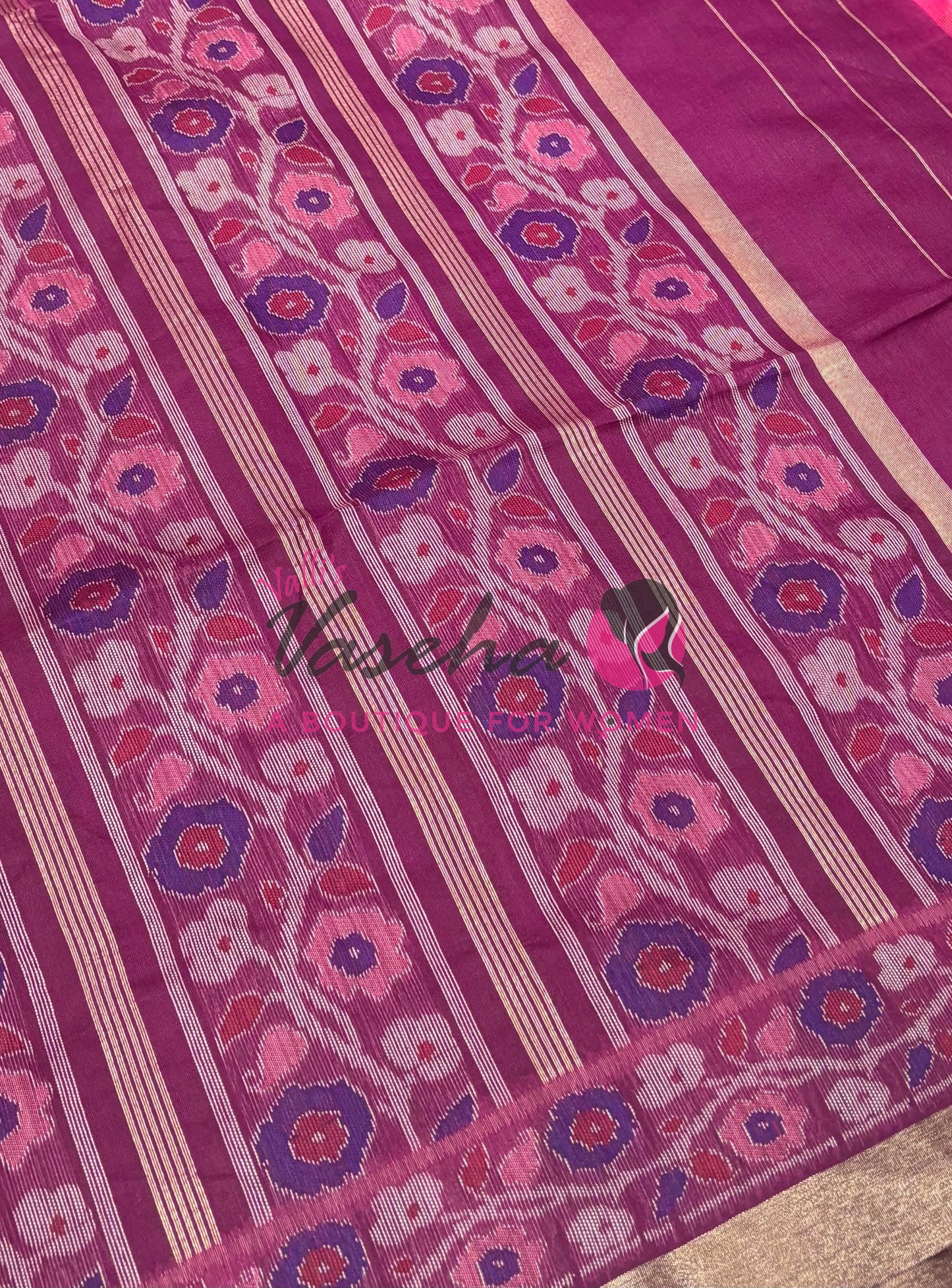 Semi Raw Silk - Pink With Purple Shade - VVRS009