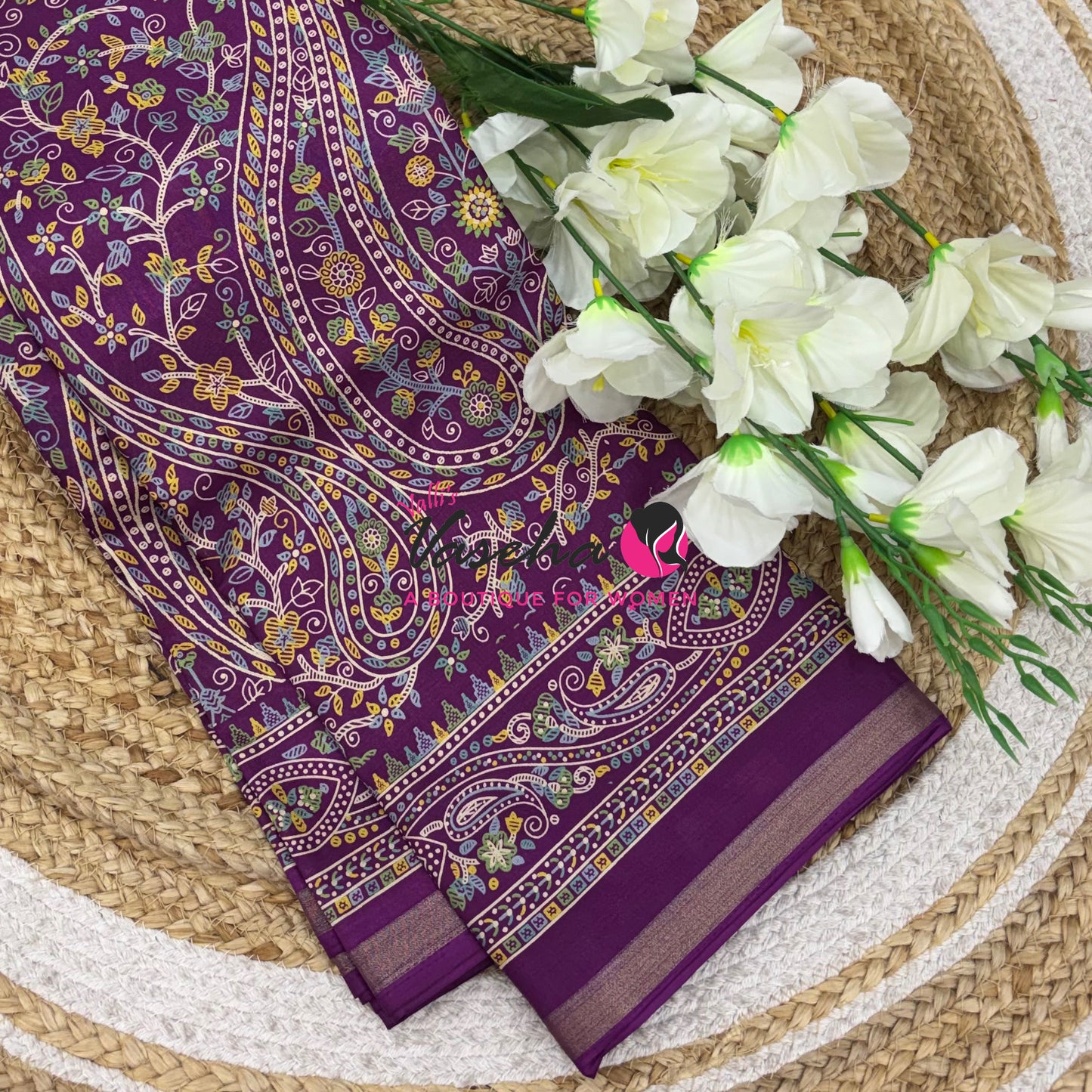 Casual Wear - Fancy Printed Silk  - Wine  Shade - VVFPS001