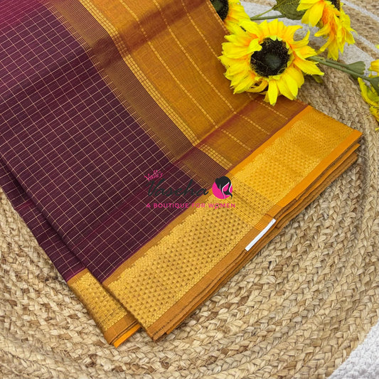 Pure Silk Cotton Saree - Zari Checks - VVCSC001