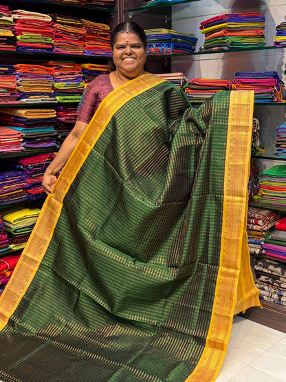 Pure Korvai Silk Cotton - Green & Yellow Combo - VVKSC010