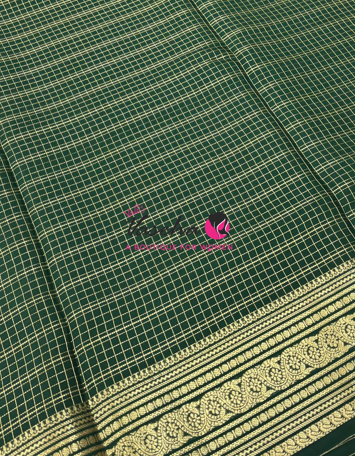 Semi Mysore Crepe Silk  - Green Shade - VVSMC005