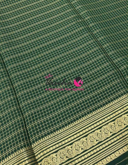 Semi Mysore Crepe Silk  - Green Shade - VVSMC005