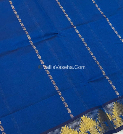 Semi Silk Cotton Saree - Blue With Maroon Shade - VVSSC005