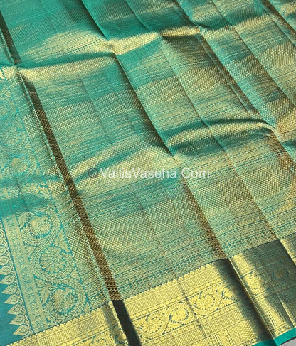 Pure Kanchipuram Silk Saree - Mehendi Green & Ramar Green Combo - VVPS014