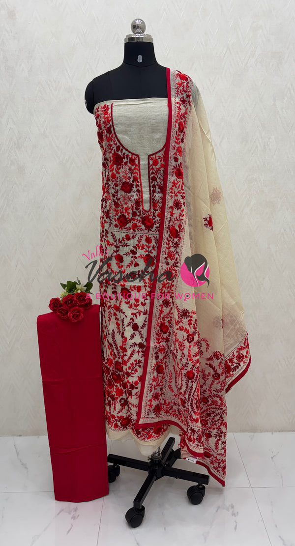 Unstitched Salwar Material | Semi Chanderi Cotton - VVUSM036