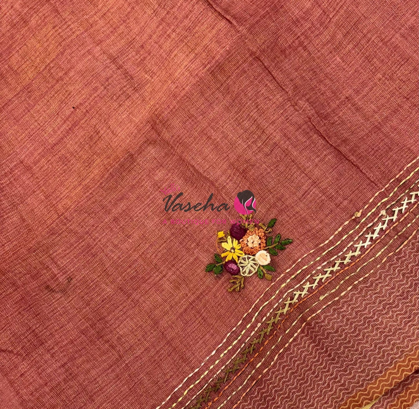 French Knot - Linen Tissue Saree - Pink Shade - VVLFN018