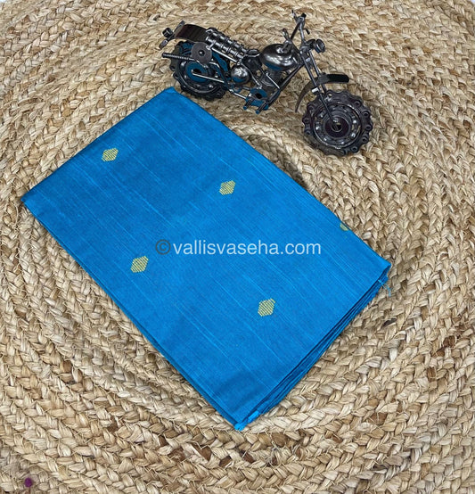 Blouse Bit - Raw Silk Material - Blue Shade - Butta Design - 1mtr - VVRSB001