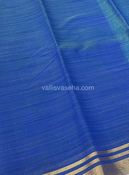 Mixed Cotton Saree | Blue And Neon Green | Happy sale | 30% less  - VVHS005