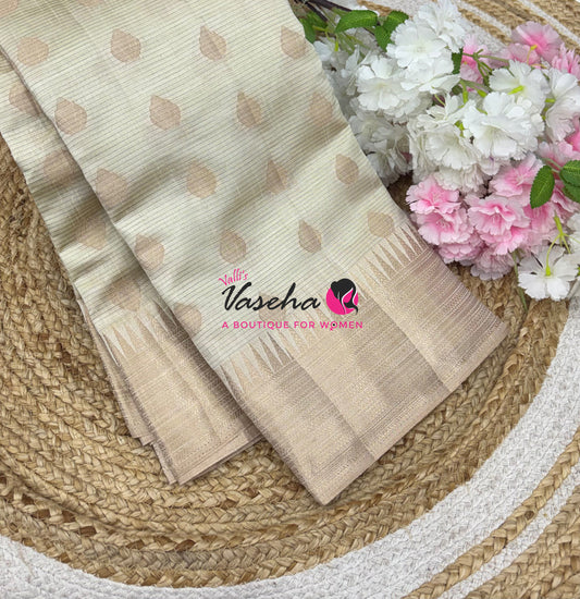 Semi Tussar Silk Saree | Cream Shade |VVSTS053