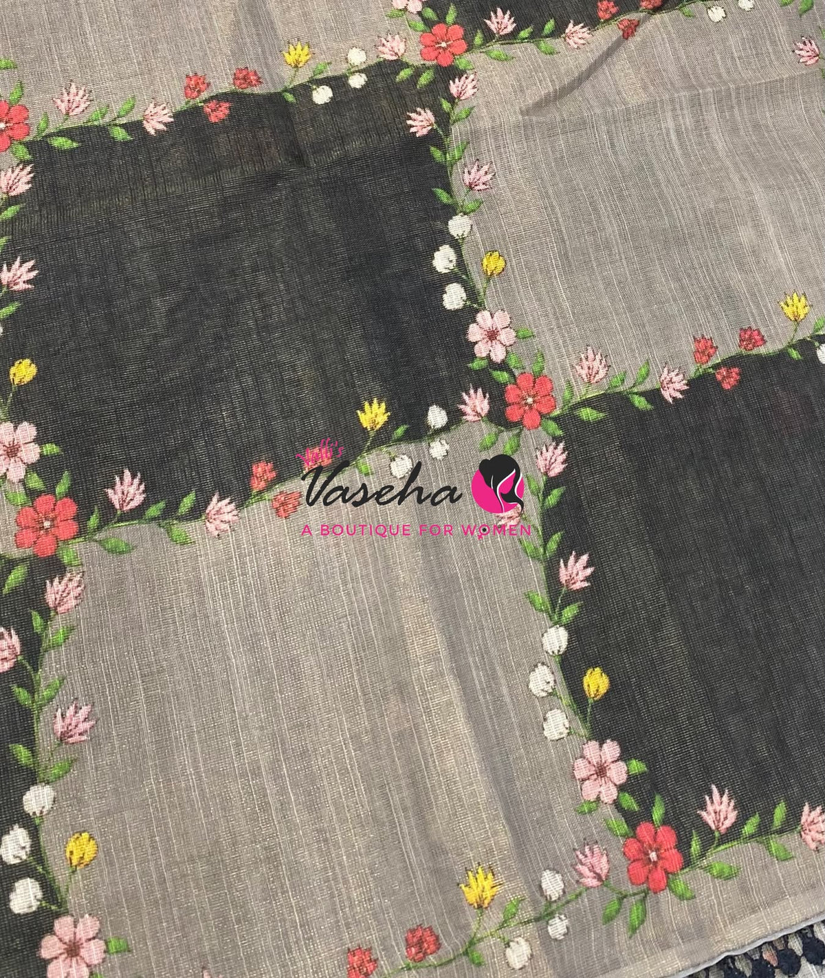 Linen Tissue Saree -  Light & Dark Combo - Elephant Grey Shade - VVLTS007