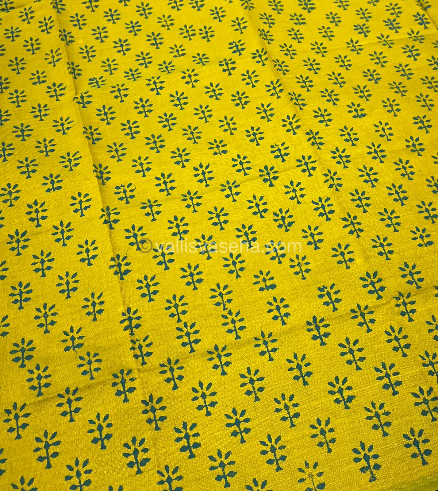 South Mixed Cotton - Mirror Work Embroidery - Ramar Blue with Yellow - VVPCM002