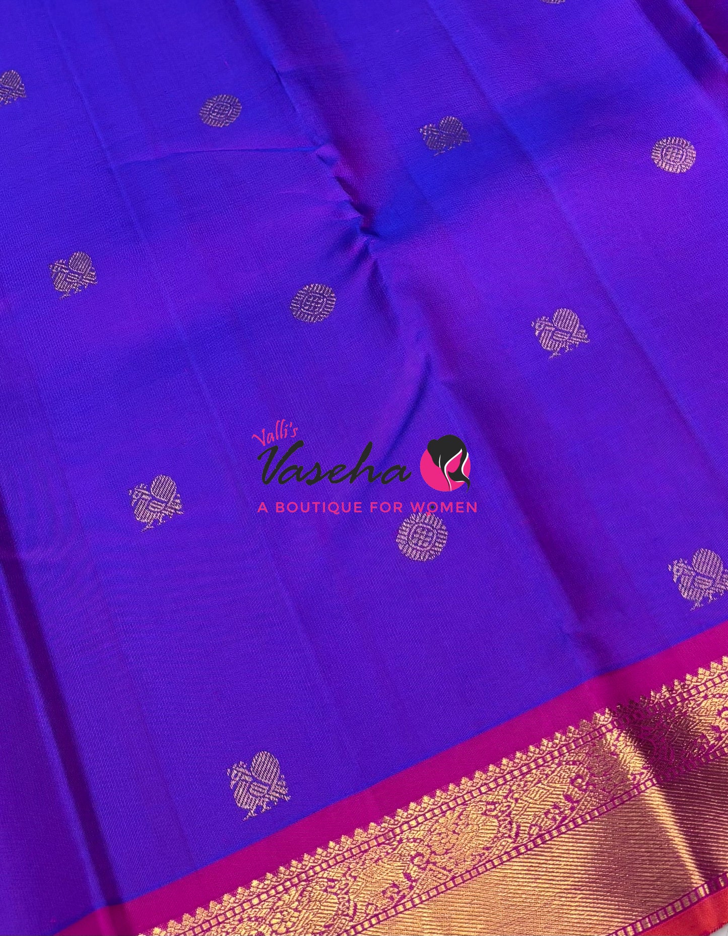 Pure Kanchipuram Silk Saree - Purple & Pink Combo - VVPS025