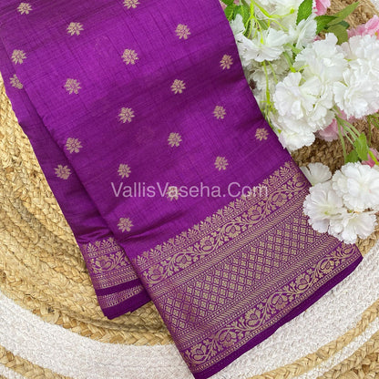 Semi Tussar Silk  - Purple Shade  - VVSTS014