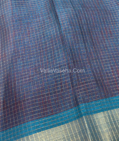 Light Weight Fancy Mixed Kota Cotton - Floral Design Printed Saree - Ramar Blue Shade - VVKPC002