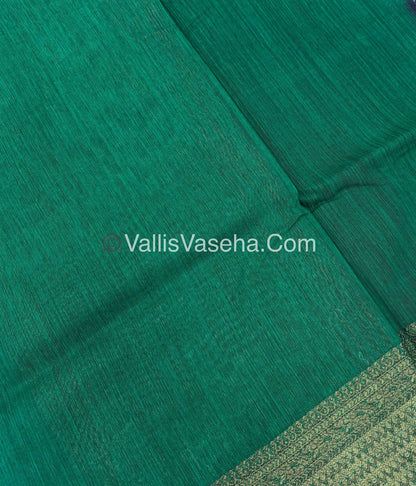 Bamboo Silk Saree - Wine With Green Shade - VVBSS003