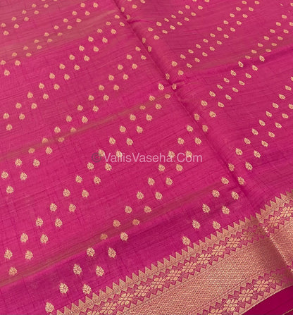 Semi Tussar Silk - Grand Pallu  - Pink Shade - VVSTS017
