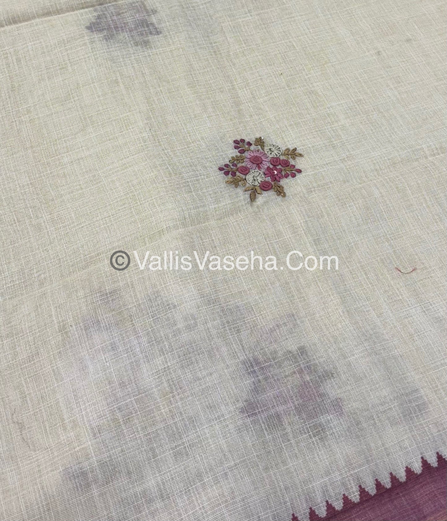 French Knot - Tissue Saree - Cream With pink Shade - VVLFN006