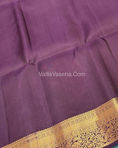 Pure Soft Silk Saree - Kanchi Border - Rust Orange & Purple Combo - VVPSS046