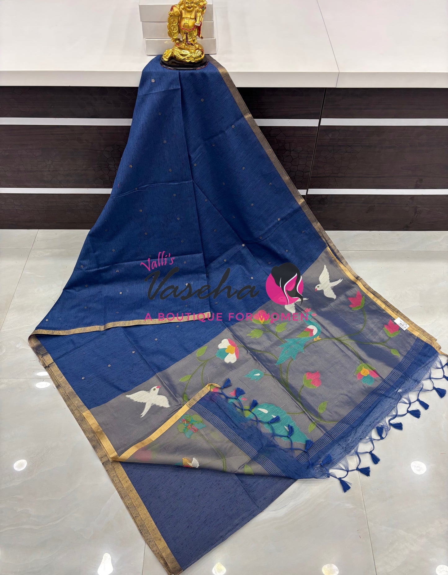 Semi Duppion Tussar Silk Saree | Blue Shade |VVSDT001