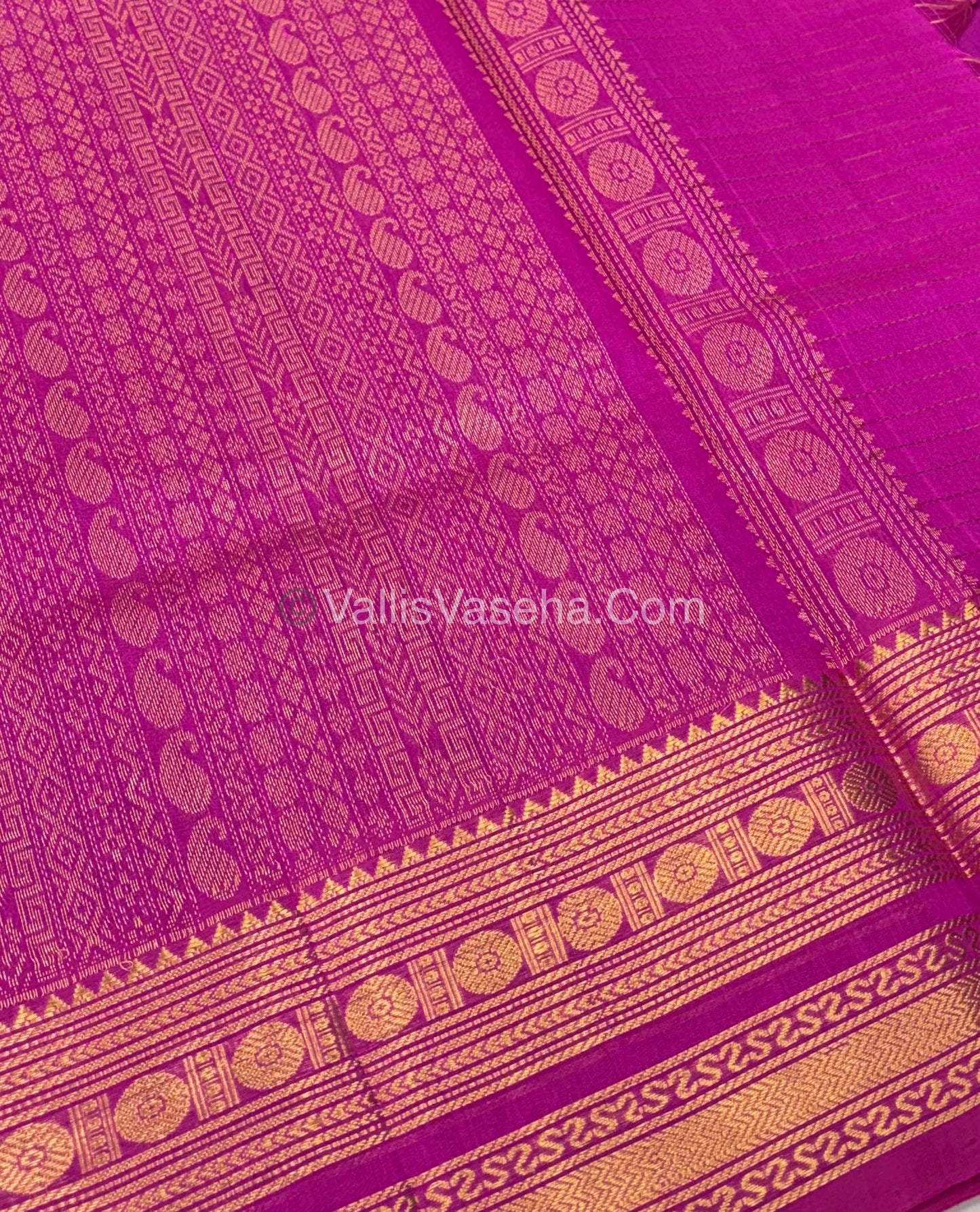 Pure Silk Cotton Saree | Blue With Pink Shade |Lakshadeepam Design VVPLD002