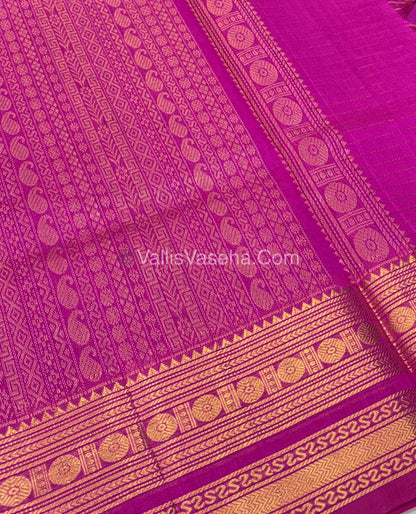 Pure Silk Cotton Saree | Blue With Pink Shade |Lakshadeepam Design VVPLD002